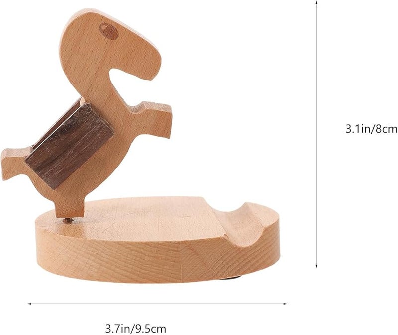 Natural Beech Wood Horse Shaped Phone Holder Stand for Desk and Car Office Smartphones - Image 2